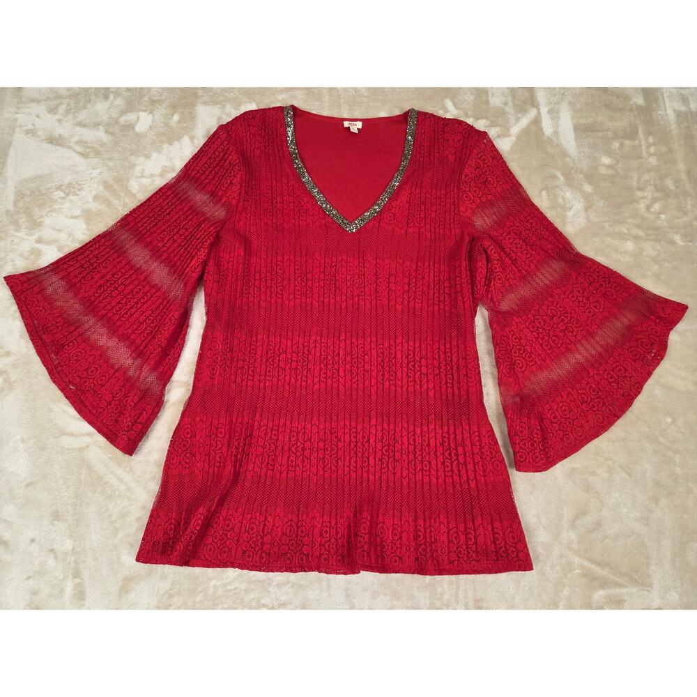 Reba Red V-neck Top